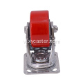 PU 4 inch màu đỏ trên Caster gang